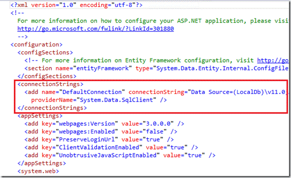 MVC 5 创建连接字符串(Connection String)并使用SQL Server