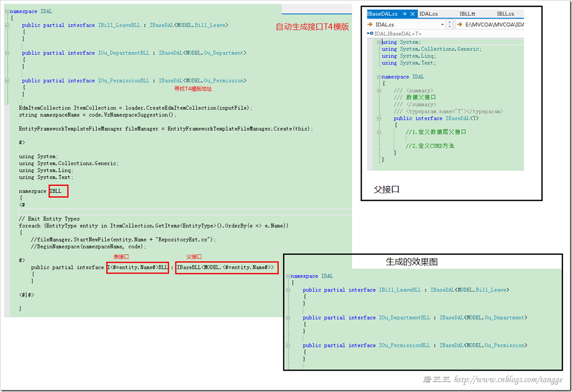T4模版生成业务层和数据层接口