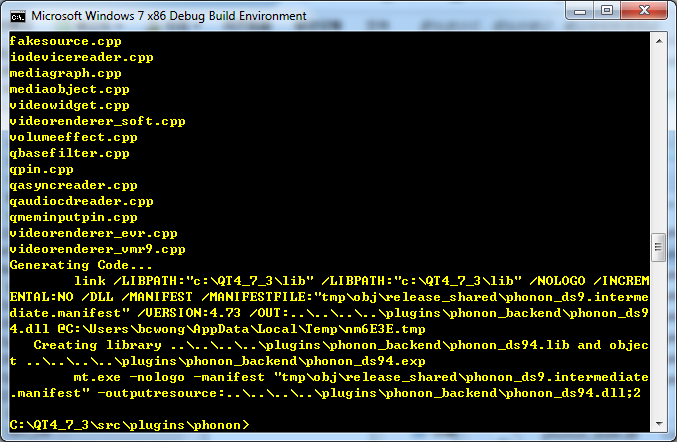 Win7+VS2005编译Qt4.7.3+phonon（需要安装新版本Windows SDK）第7张