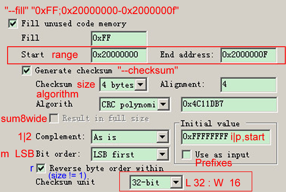 16 bit hex checksum calculator