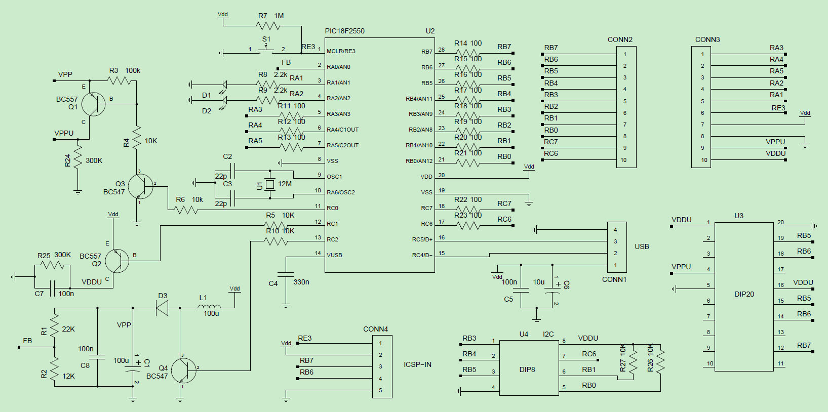 usb pic programmer circuit diagram