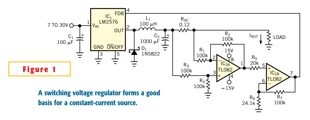 Switching regulator forms constant-current source