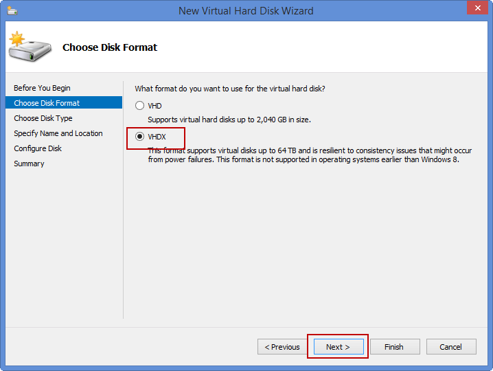 Choose Disk Format