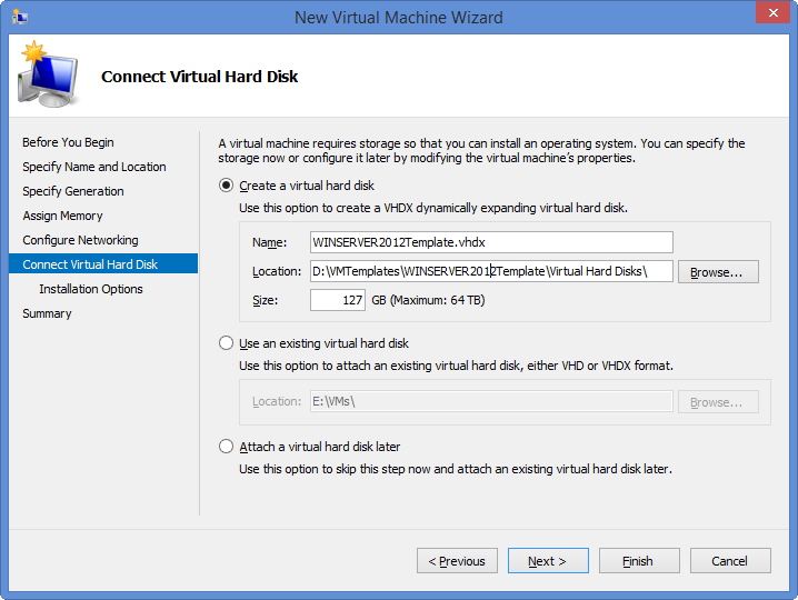 Connect Virtual Hard Disk