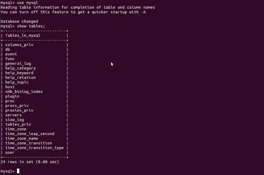 Ubuntu 安装mysql和简单操作