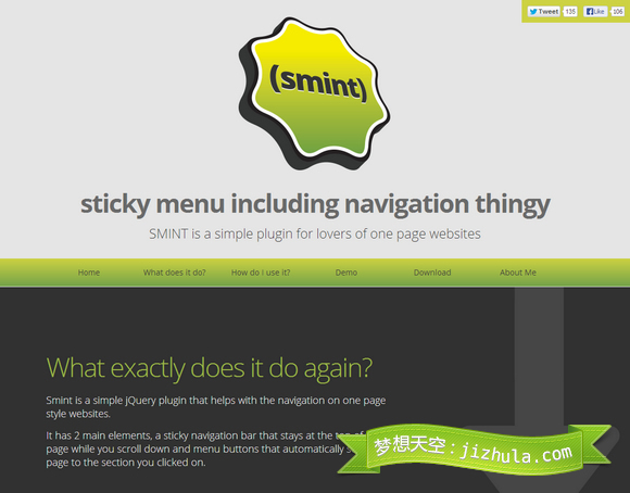 Smint – 用于单页网站制作的 jQuery 导航菜单插件