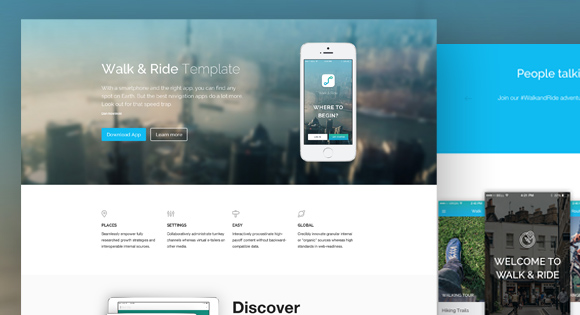 精品素材：WALK  RIDE 单页网站模板下载