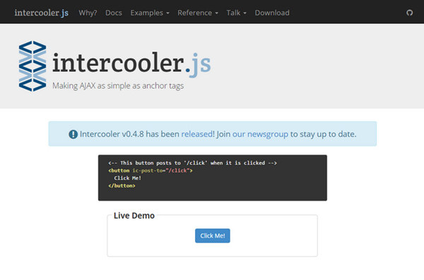 Intercooler.js – 让 AJAX 像锚标签一样简单