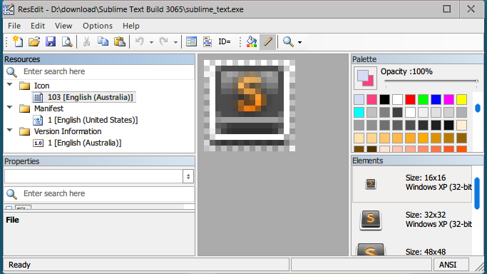 用ResEdit打开sublime_text.exe后