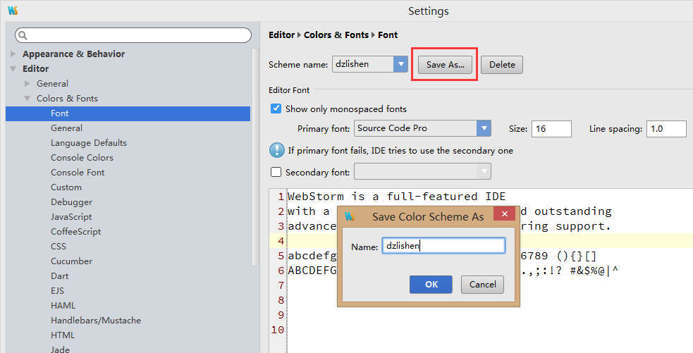 WebStorm设置编辑器中的字体大小第2张