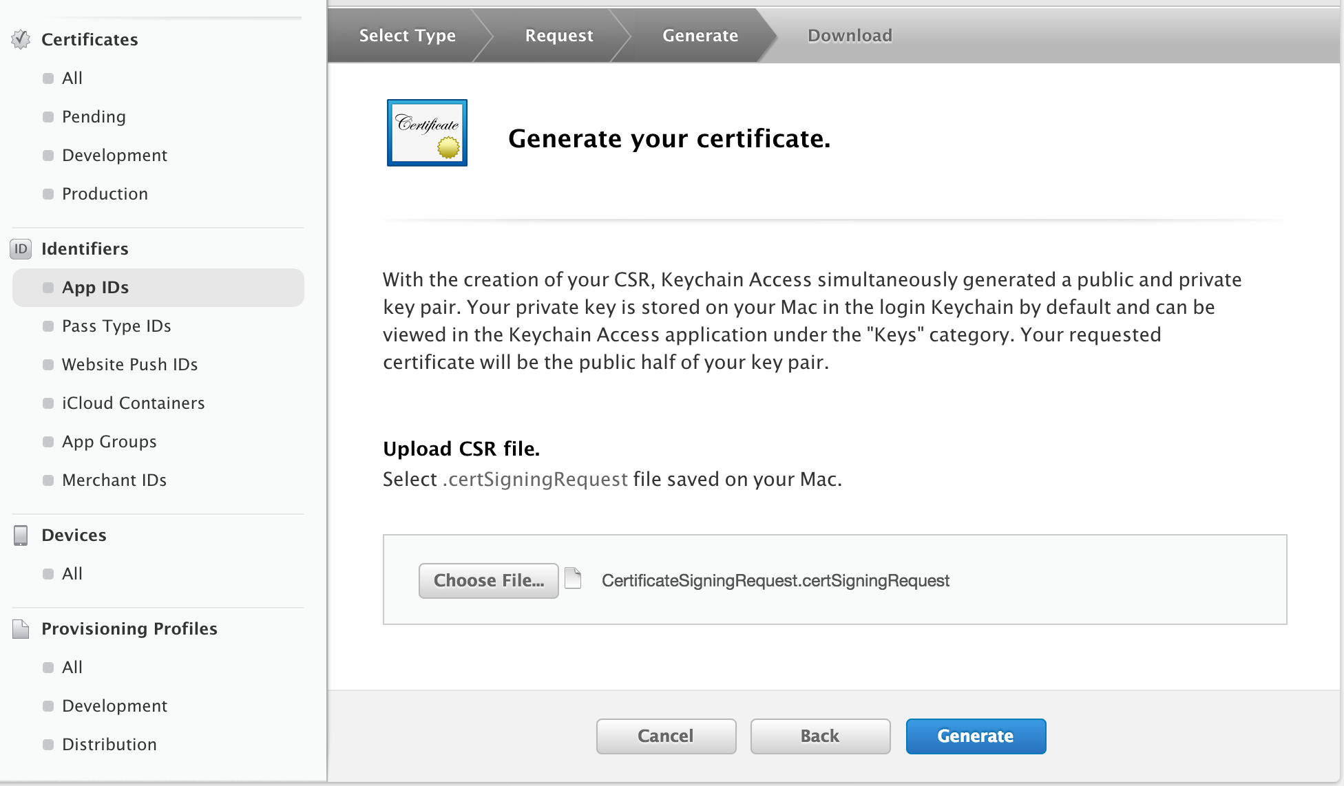 Generate certificate. Идентификатор сайта что это. Apple ID of app. Rock identifier приложение. Add Push Notification Apple developer.