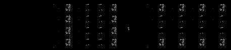 egin{displaymath}left[ egin{array}{rrrr} -3 & -1 & 1 & 3  -3 & -1 & 1 & 3......1 & -1 \1 & 1 & 1 & 1  3 & 3 & 3 & 3 end{array} 
ight]end{displaymath}