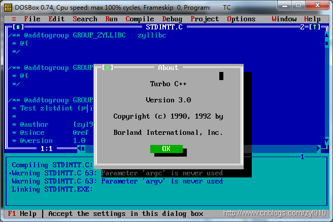 run turbo c in dosbox