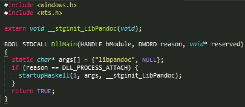 调用pandoc的C语言代码