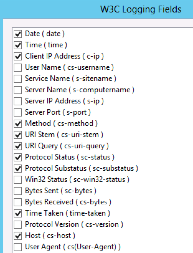 IIS W3C Logging