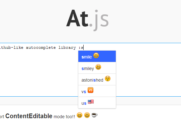 At.js – 用于 Web 应用程序的自动完成库