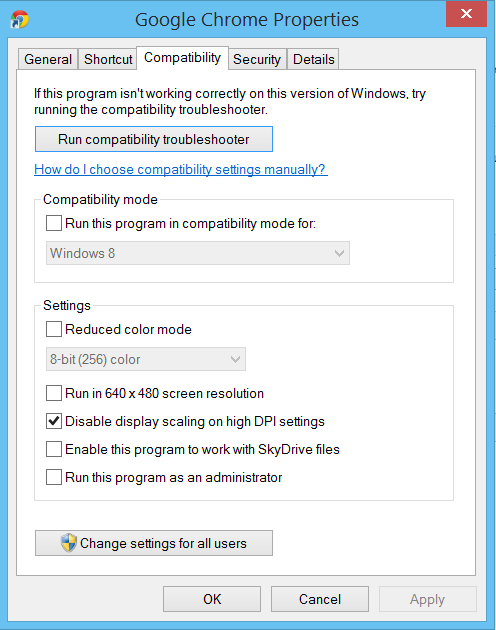 Chrome浏览器在Windows8/8.1下显示模糊的解决办法第3张