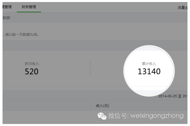 微信流量主可查看财务数据